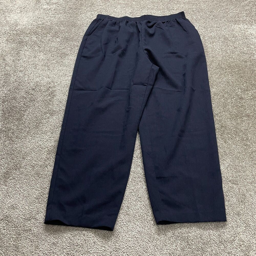 Modern Essentials Vintage Pants Women 22W Blue Rayon Tapered Elastic Waist 36x27